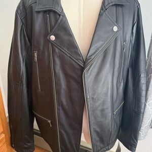 Men's new leather moto jacket in large